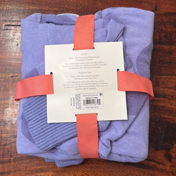 NWT! Colsie blue heart pajama set - long sleeve top, shorts, and socks - Picture 3 of 3